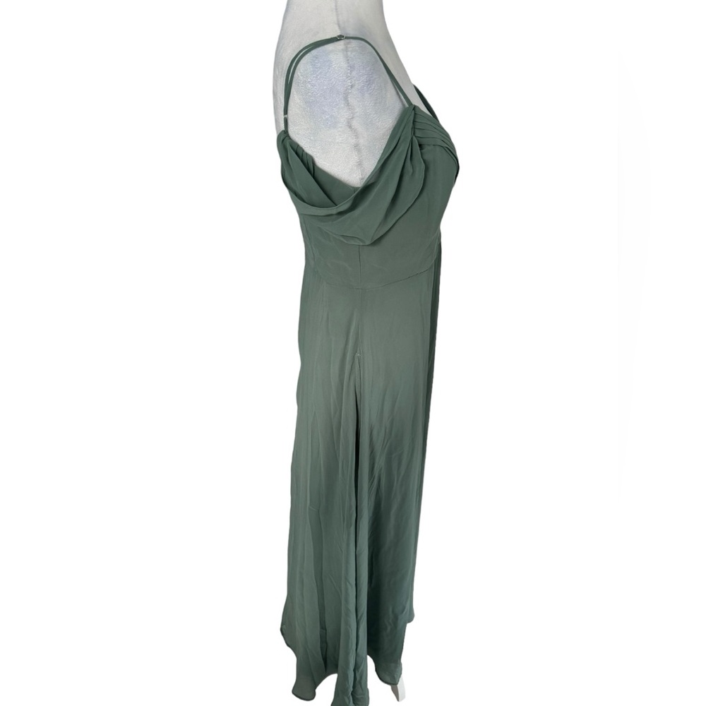 Birdy Grey Spence Chiffon Bridesmaid Dress Sage Long Sage with Pockets Medium - Picture 7 of 14